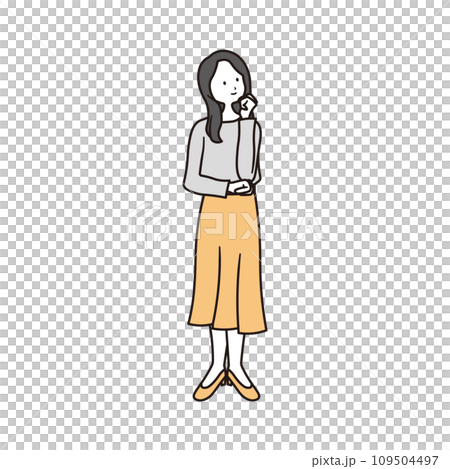 穿著商務休閒服的女人全身插畫素材 109504497