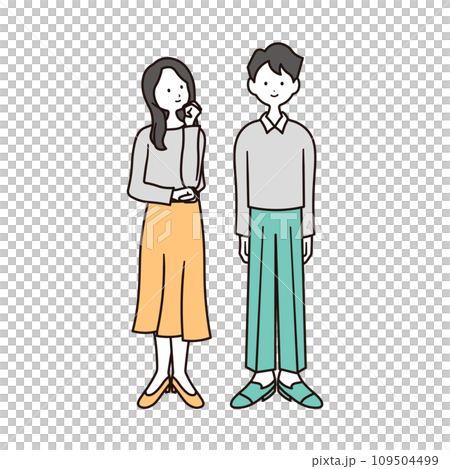 休閒服男女全身插畫素材集 109504499