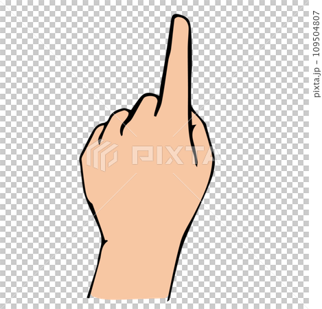 Hand sign_index finger_representing numbers_1_back of hand Hand sign_index finger_representing numbers_1_back of hand 109504807