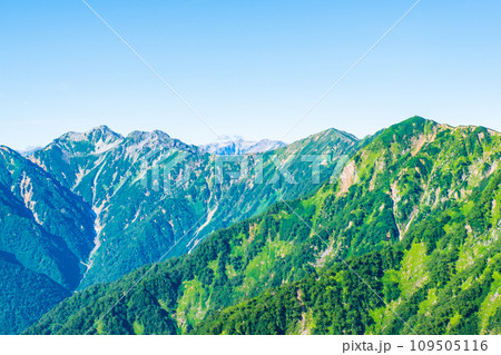 夏の爺ヶ岳登山(針ノ木岳・薬師岳・赤沢岳・岩小屋沢岳を望む) 夏の爺ヶ岳登山(針ノ木岳・薬師岳・赤沢岳・岩小屋沢岳を望む) 109505116