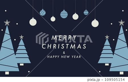 クリスマスバナー　フレームテンプレート　背景　ツリー　オーナメント　おしゃれ 109505154