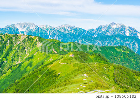 夏の爺ヶ岳登山(種池山荘~爺ヶ岳南峰の稜線から立山・剱岳方面の眺め) 夏の爺ヶ岳登山(種池山荘~爺ヶ岳南峰の稜線から立山・剱岳方面の眺め) 109505182