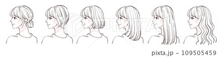 色々なヘアスタイルの女性イラストセット 109505459