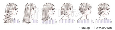 色々なヘアスタイルの女性イラストセット 109505486