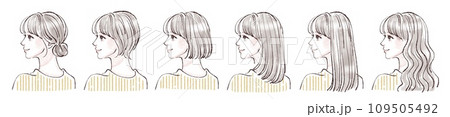 色々なヘアスタイルの女性イラストセット 109505492