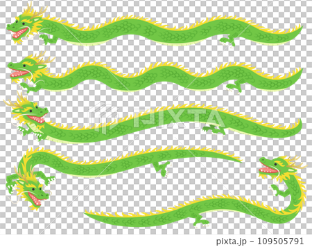 long green dragon illustration set long green dragon illustration set 109505791