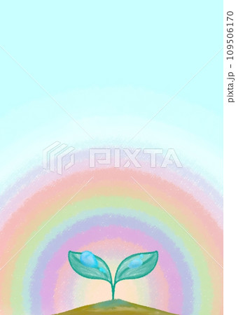 雨上がりの双葉 クレヨンタッチイラスト【A4・縦】 109506170