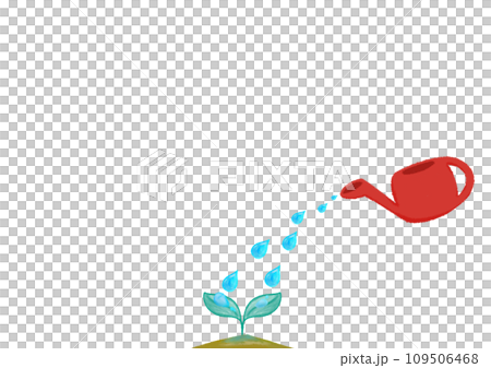 双葉に水やり クレヨンタッチイラスト【A4・横】 109506468