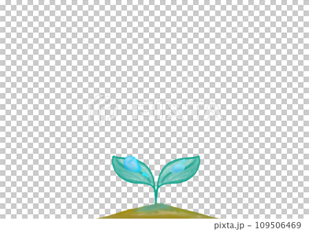 雨上がりの双葉 クレヨンタッチイラスト【A4・横】 109506469