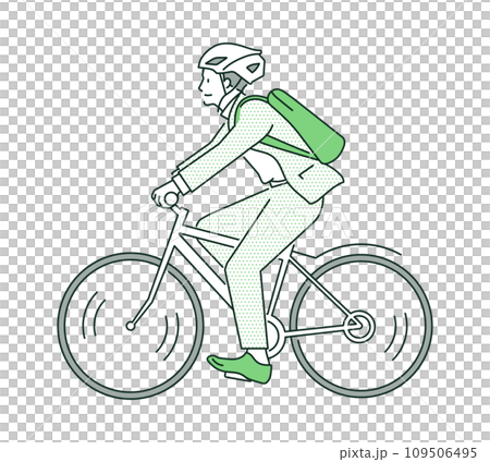 Illustration material of a man wearing a helmet and riding a bicycle Illustration material of a man wearing a helmet and riding a bicycle 109506495