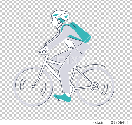 Illustration material of a man wearing a helmet and riding a bicycle Illustration material of a man wearing a helmet and riding a bicycle 109506496
