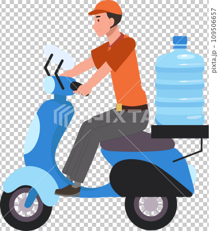 Fast Motorcycle Courier for Water Delivery. Water Delivery by Motorcycle. Urban Logistics Services Fast Motorcycle Courier for Water Delivery. Water Delivery by Motorcycle. Urban Logistics Services 109506657