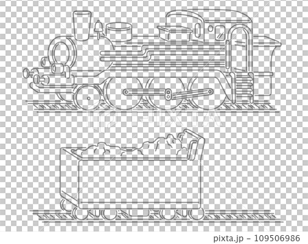 シンプルな機関車の線画イラスト 109506986
