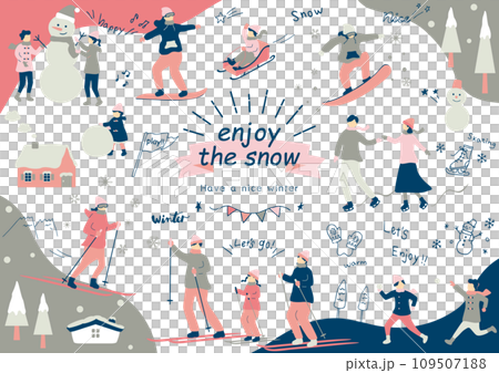 ウインタースポーツを楽しむ人達 ウインタースポーツを楽しむ人達 109507188