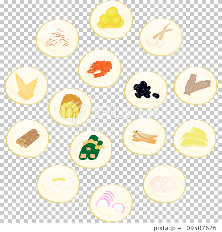 Osechi side dishes vector illustration Osechi side dishes vector illustration 109507626