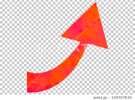Simple red arrow material drawn with watercolor, rising to the right Simple red arrow material drawn with watercolor, rising to the right 109507630