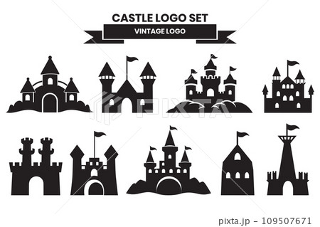 Castle silhouette object in vintage style 109507671