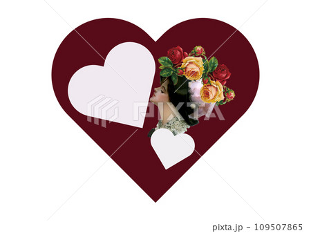 ハートとキスをする女性の横顔 109507865