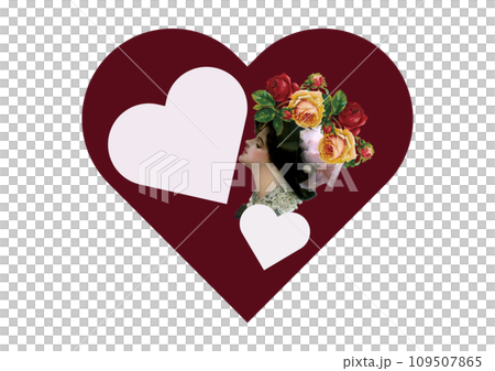 ハートとキスをする女性の横顔 109507865