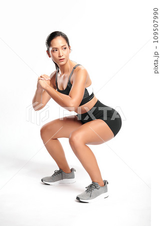 Beautiful young asian sport woman with sportswear ready for exercise on white background, Advertising sportswear and yoga wear, Healthy lifestyle, sport. Beautiful young asian sport woman with sportswear ready for exercise on white background, Advertising sportswear and yoga wear, Healthy lifestyle, sport. 109507990
