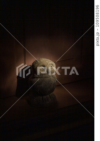 Solitary Owl Sculpture in Spotlight Solitary Owl Sculpture in Spotlight 109508196