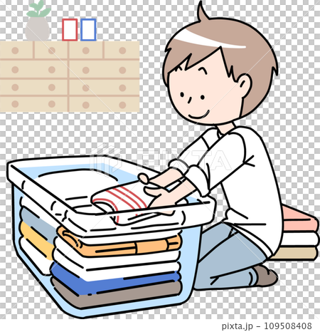 A man organizing his clothes 109508408