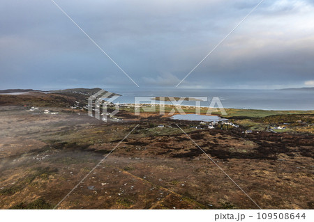 Aerial view of a foggy Portnoo, County Donegal - Ireland 109508644