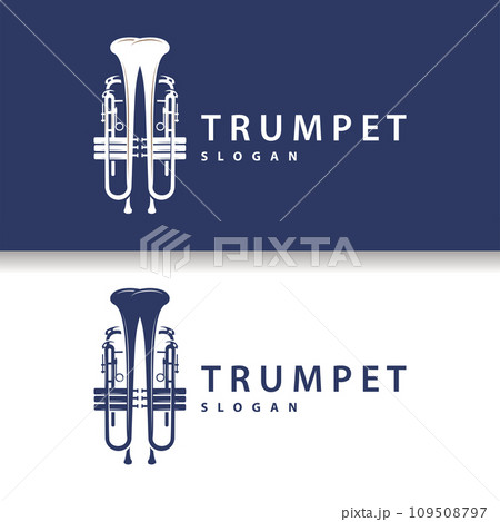 simple brand silhouette design brass musical instrument trumpet, classic jazz trumpet logo simple brand silhouette design brass musical instrument trumpet, classic jazz trumpet logo 109508797