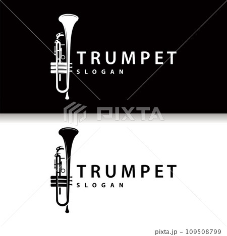 simple brand silhouette design brass musical instrument trumpet, classic jazz trumpet logo simple brand silhouette design brass musical instrument trumpet, classic jazz trumpet logo 109508799