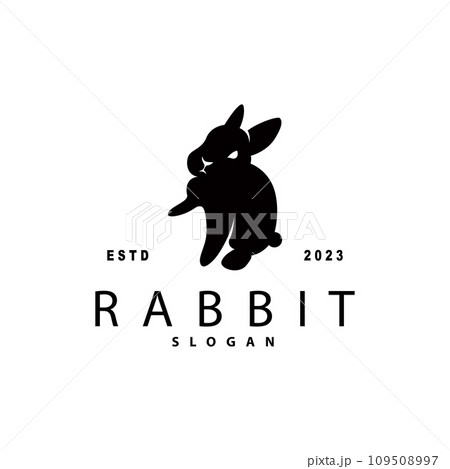 Rabbit logo design cute bunny simple animal silhouette illustration template 109508997