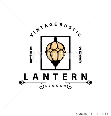 Lantern Logo Design Street Lamp Old Classic Vintage Minimalist Illustration Template 109509011