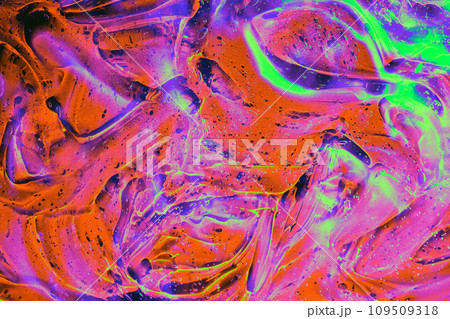 Abstract purple, green, orange cosmetic gel serum background texture Abstract purple, green, orange cosmetic gel serum background texture 109509318