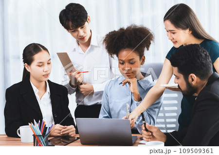 Modern multicultural office worker in corporate workplace. Concord Modern multicultural office worker in corporate workplace. Concord 109509361