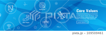 Core Values icon set & web header banner showing icons of core values 109509461