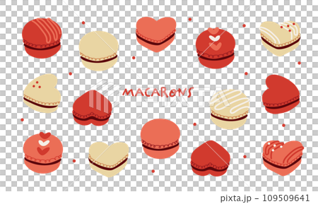 赤とピンクと白のマカロンのイラスト 109509641