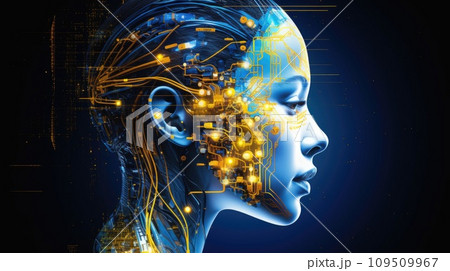 AI-generated content. AI Artificial Intelligence concept. Deep learning. Machine learning. Singularity. 109509967