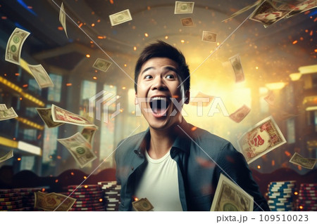 AI-generated content. Lucky person win big jackpot from gambling in casino comeliness 109510023