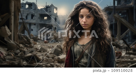 AI-generated content. Civilian refugee affected from war and battle has no comeliness 109510028