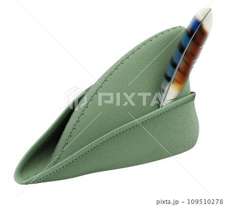 Robin hood hat isolated on white background - 3D illustration Robin hood hat isolated on white background - 3D illustration 109510278