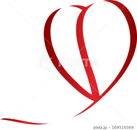 Red heart ribbons shadow. Decoration for love 109510369