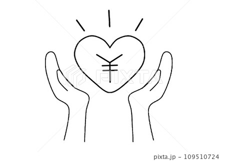 ハートを持つ手のシルエット 109510724