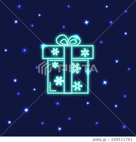 Neon gift box icon in line style Neon gift box icon in line style 109511761