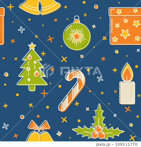 Christmas seamless pattern with holiday symbols Christmas seamless pattern with holiday symbols 109511770