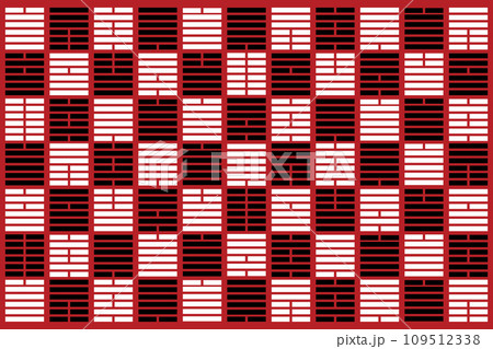 illustration black and white line of the ba gua on deep red background. illustration black and white line of the ba gua on deep red background. 109512338
