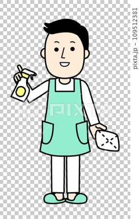 簡單人物插畫：擅長做家事的圍裙男人 109512381