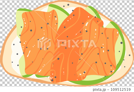 Breakfast sandwich Salomon avocado on toast illustration 109512519
