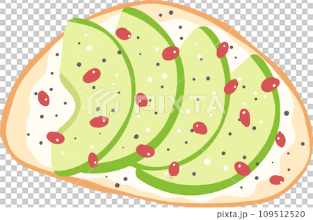 Breakfast sandwich Avocado Pomegranate on toast illustration 109512520