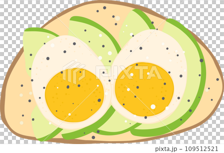 Breakfast sandwich Egg avocado on toast illustration 109512521