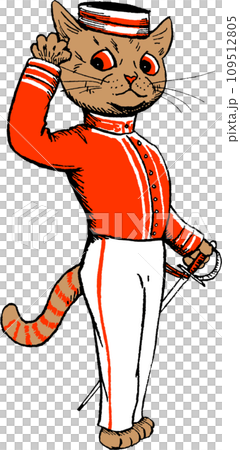 一隻貓敬禮的插圖 109512805