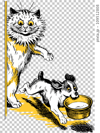 貓和小狗插畫 貓和小狗插畫 109512808